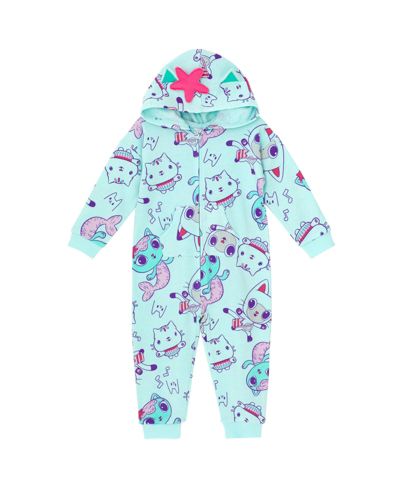Dreamworks Gabby's Dollhouse Toddler Girls Pandy Paws Cakey Cat MerCat Fleece Zip Up Coverall to