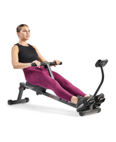 Sunny Health & Fitness Smart Compact Hydraulic Rower &with 12 Levels Resistance and Free SunnyFit  App Via Bluetooth