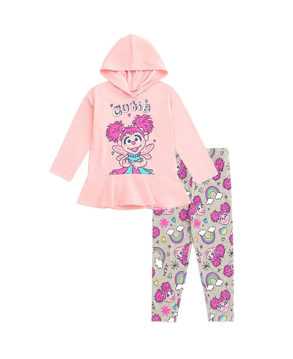 Sesame Street комплект одежды для девочек-младенцев: флисовая толстовка с капюшоном и леггинсы с радугой