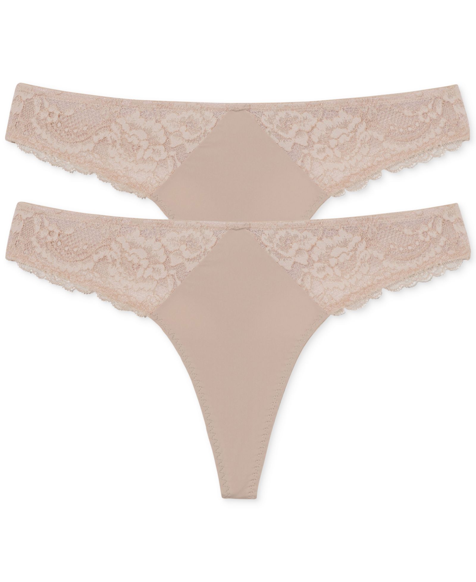 Women's Minx No-Show Comfortable Lace Thong 2 Pack