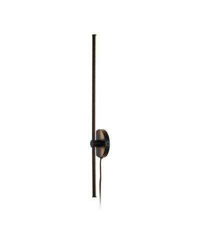 Anton 27.25" 1-Light Modern Minimalist Iron Adjustable Bar Integrated LED Plug-In Sconce, Black