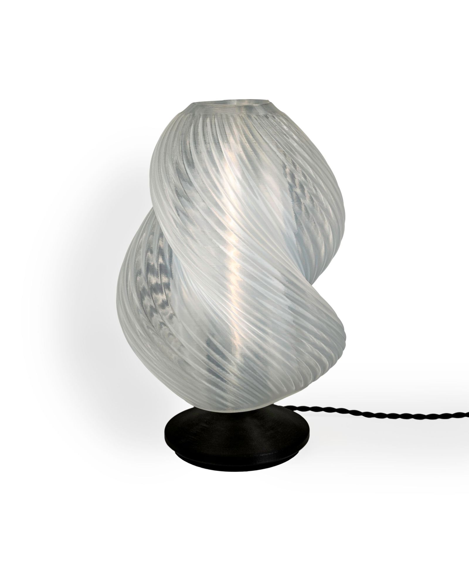 Gema 13.5" Mid-Century Coastal Plant-Based PLA 3D Printed Dimmable LED Table Lamp, Dark Smoke/Black