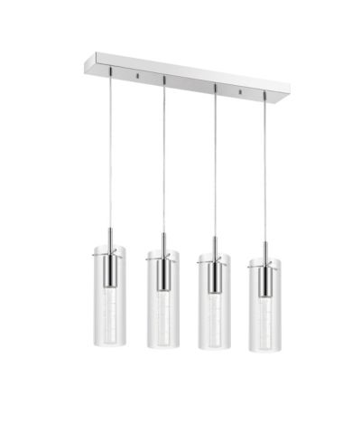 Jonathan Y Mium 29.5" 4-Light Modern Style Iron/Crystal/Glass Integrated LED Linear Pendant, Chrome