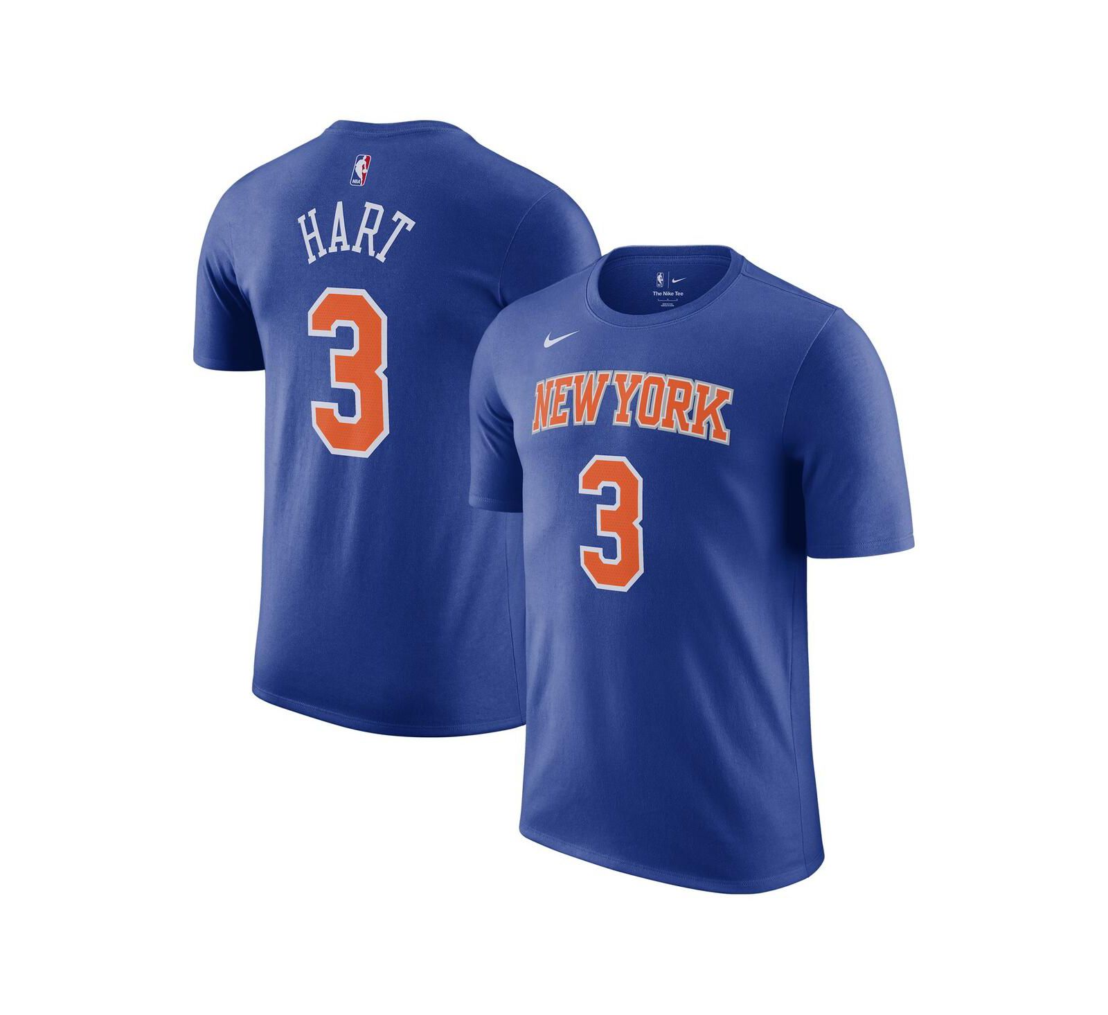 Nike Men's Josh Hart Blue New York Knicks Icon Edition Name & Number T-Shirt