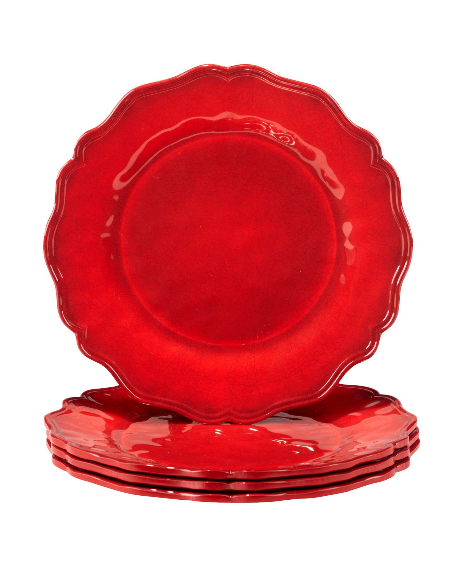 Тарелки для ужина Certified International Red Crackle, набор 4 шт.