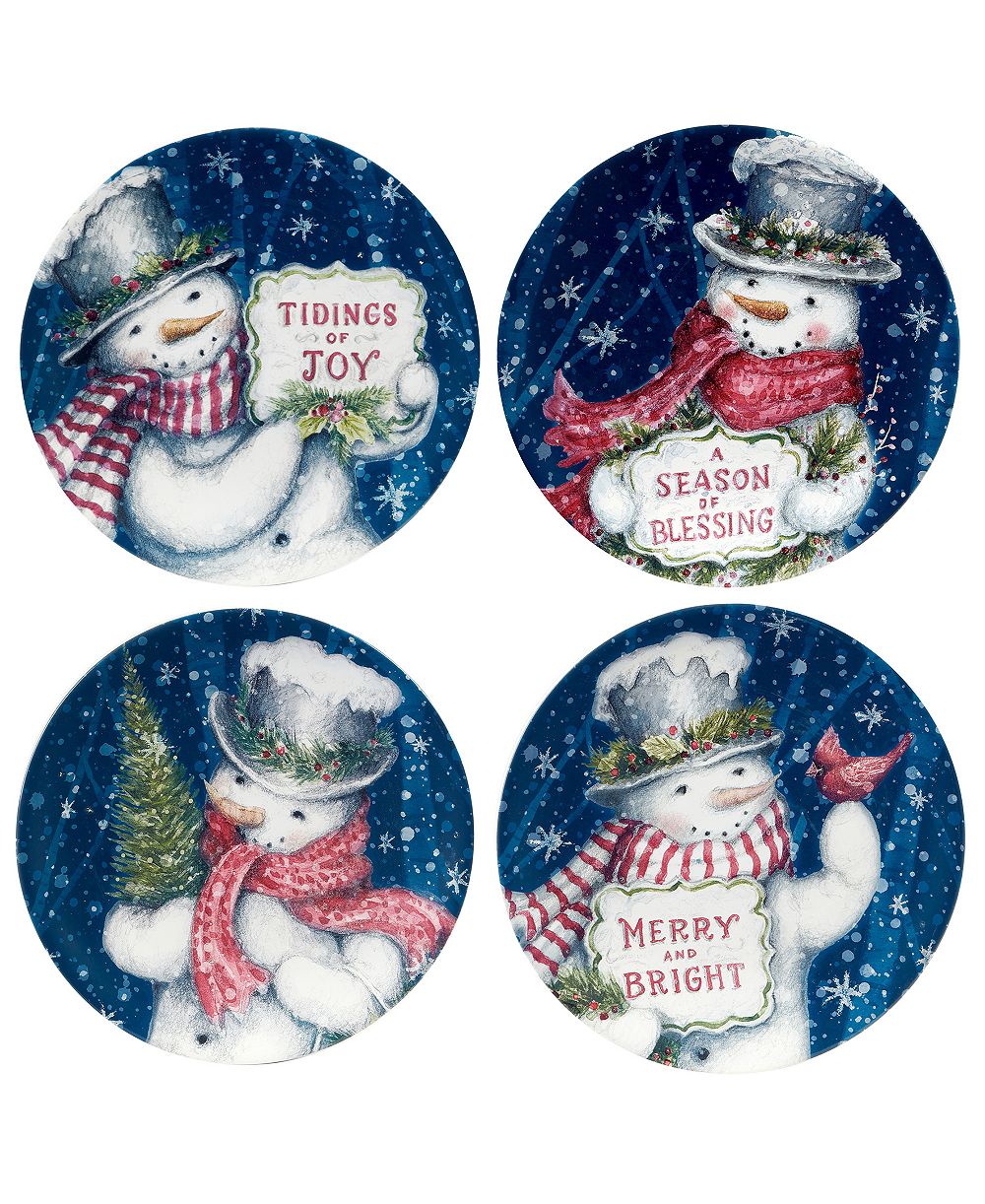 Десертные тарелки Certified International Snowman Greetings, набор из 4 шт