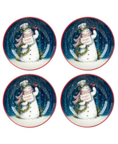 Certified International Snowman Greetings Soup Bowls, Set of 4