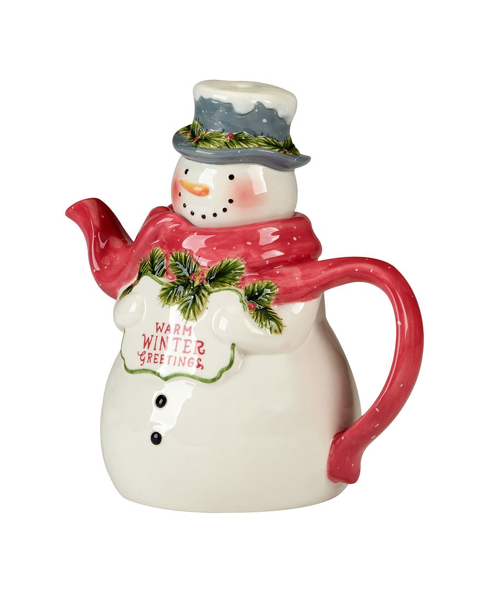 3D чайник Certified International Snowman Greetings Santa