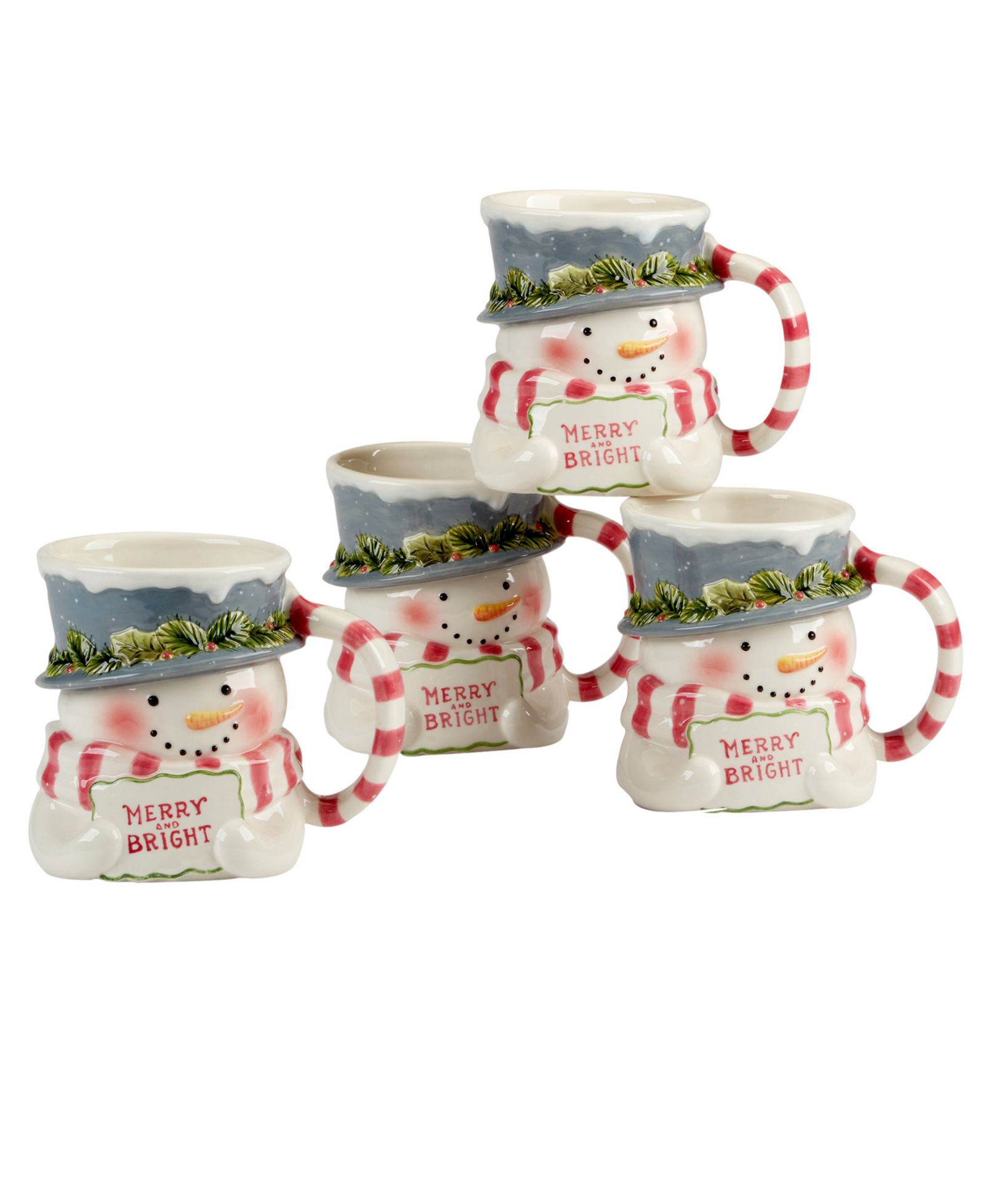 Набор 3D кружек Certified International Snowman Greetings, 4 шт.