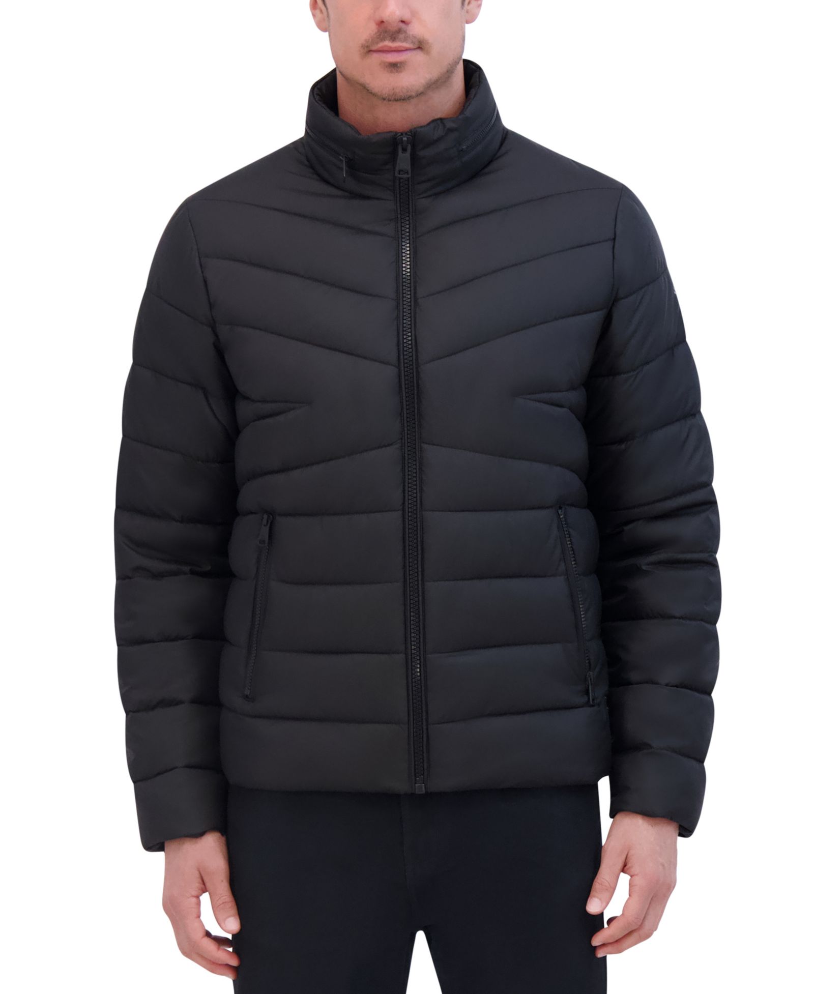 Мужская легкая стеганая куртка с капюшоном и молнией Kenneth Cole