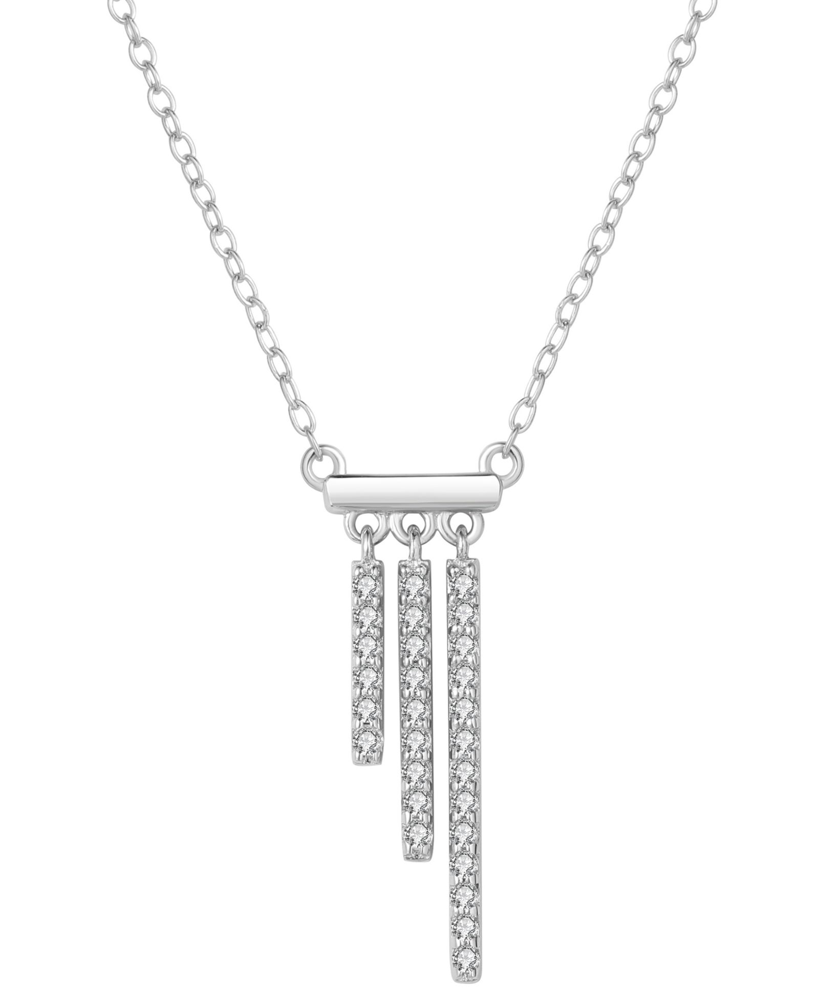 Подвеска-кулон Diamond Asymmetric Dangle Bar 18" в Sterling Silver