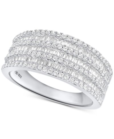 Кольцо-сочетание Diamond Round & Baguette (1 ct. t.w.) в Sterling Silver