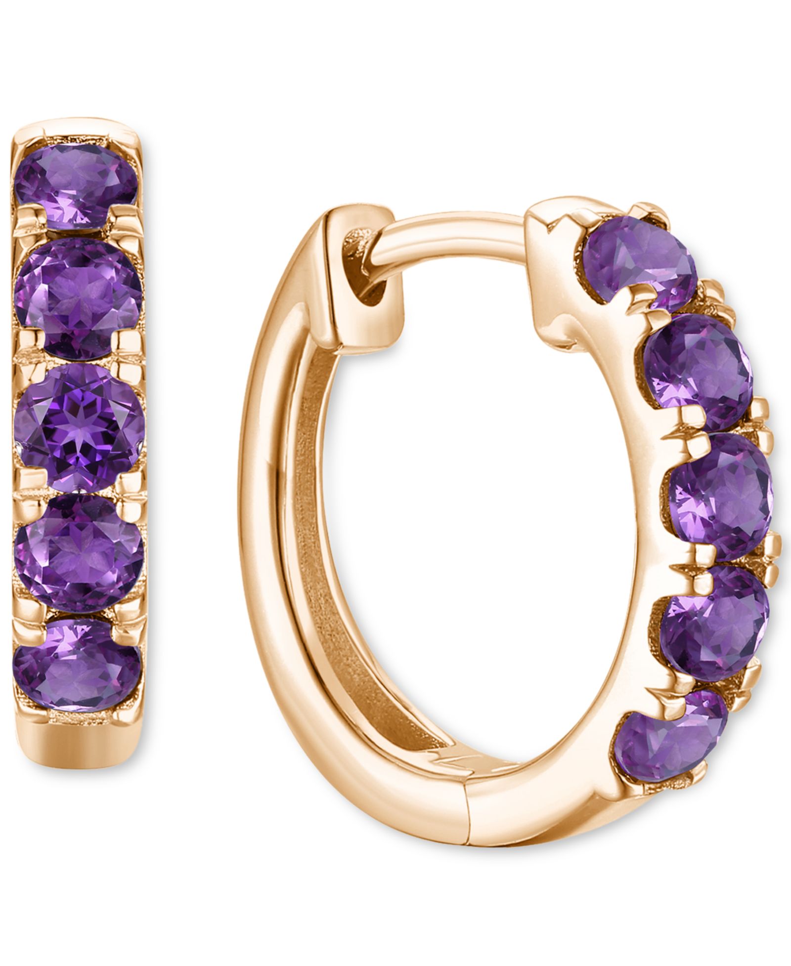 Серьги-кольца Macy's Lab Grown Ruby Five Stone Small Hoop in 10k Gold