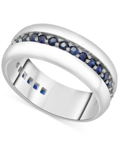 Мужское кольцо Macy's Sapphire Polished Band (1-1/4 ct. t.w.) из стерлингового серебра (также в рубине)