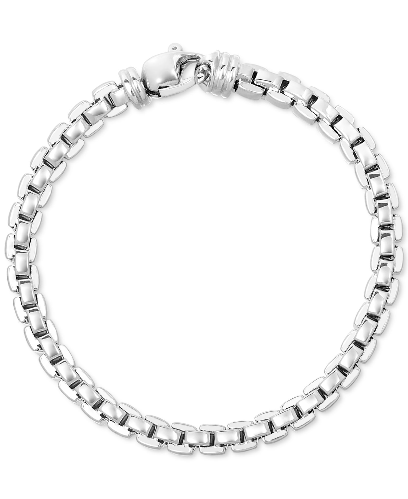 Italian Silver Мужской браслет Venezia Box Link из стерлингового серебра