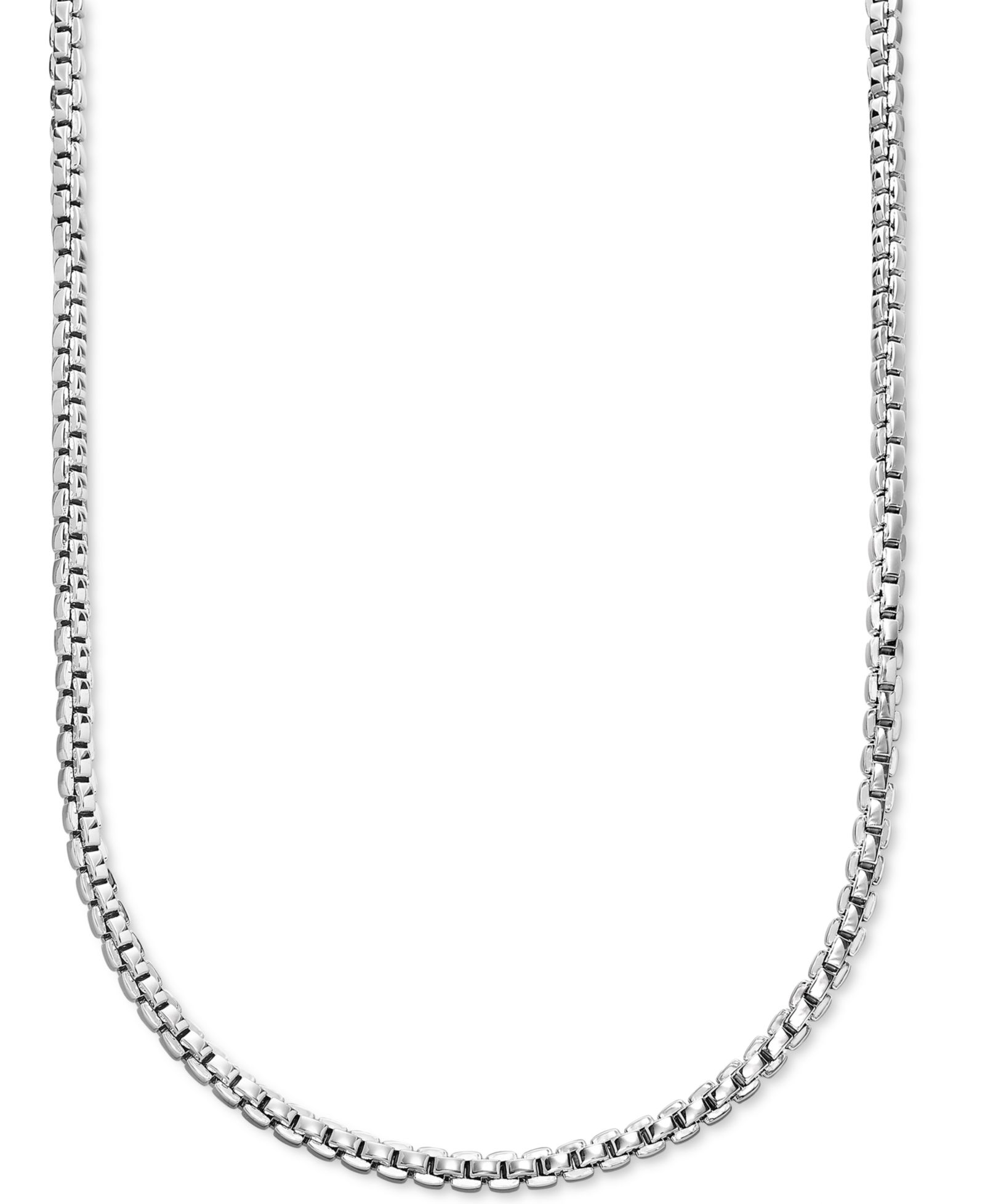 Italian Silver Мужская цепочка Venezia Box Link 22" из стерлингового серебра