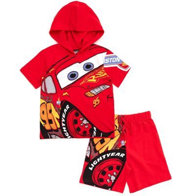 Cars Little Boys Boy's(6-12) Cosplay Hooded Graphic Top and French Terry Shorts Outfit