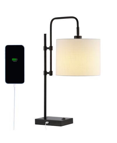 Настольная LED лампа Edris 24.75" Industrial Designer с USB Charging Port, Black