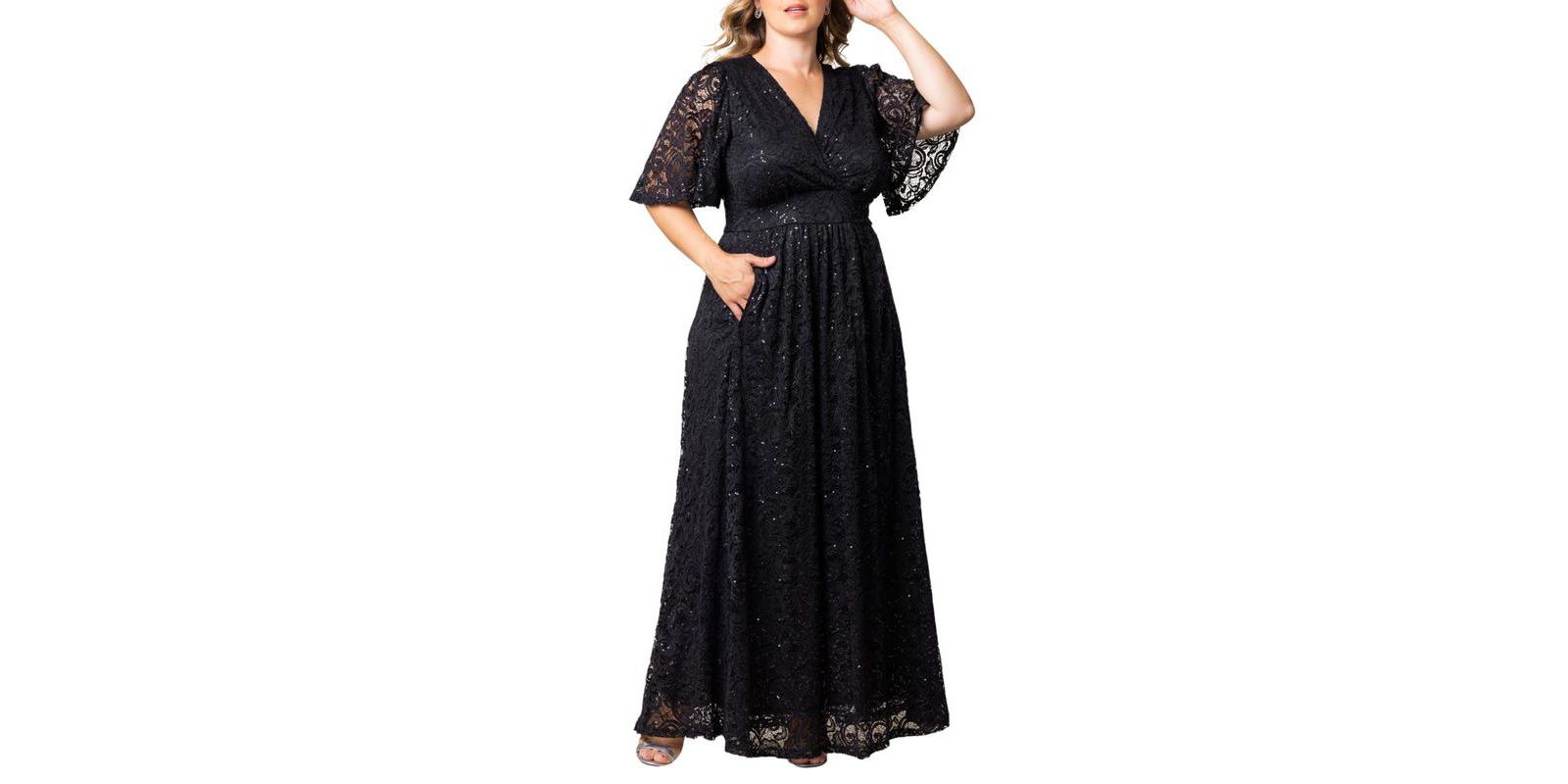 Вечернее платье Kiyonna Plus Size Luminous Sequin Lace с карманами