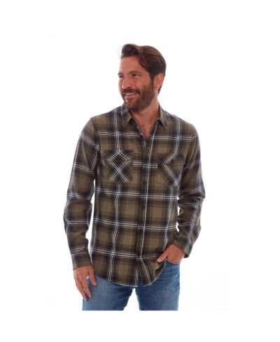 PX Men's Clothing Long Sleeve Flannel Shirt