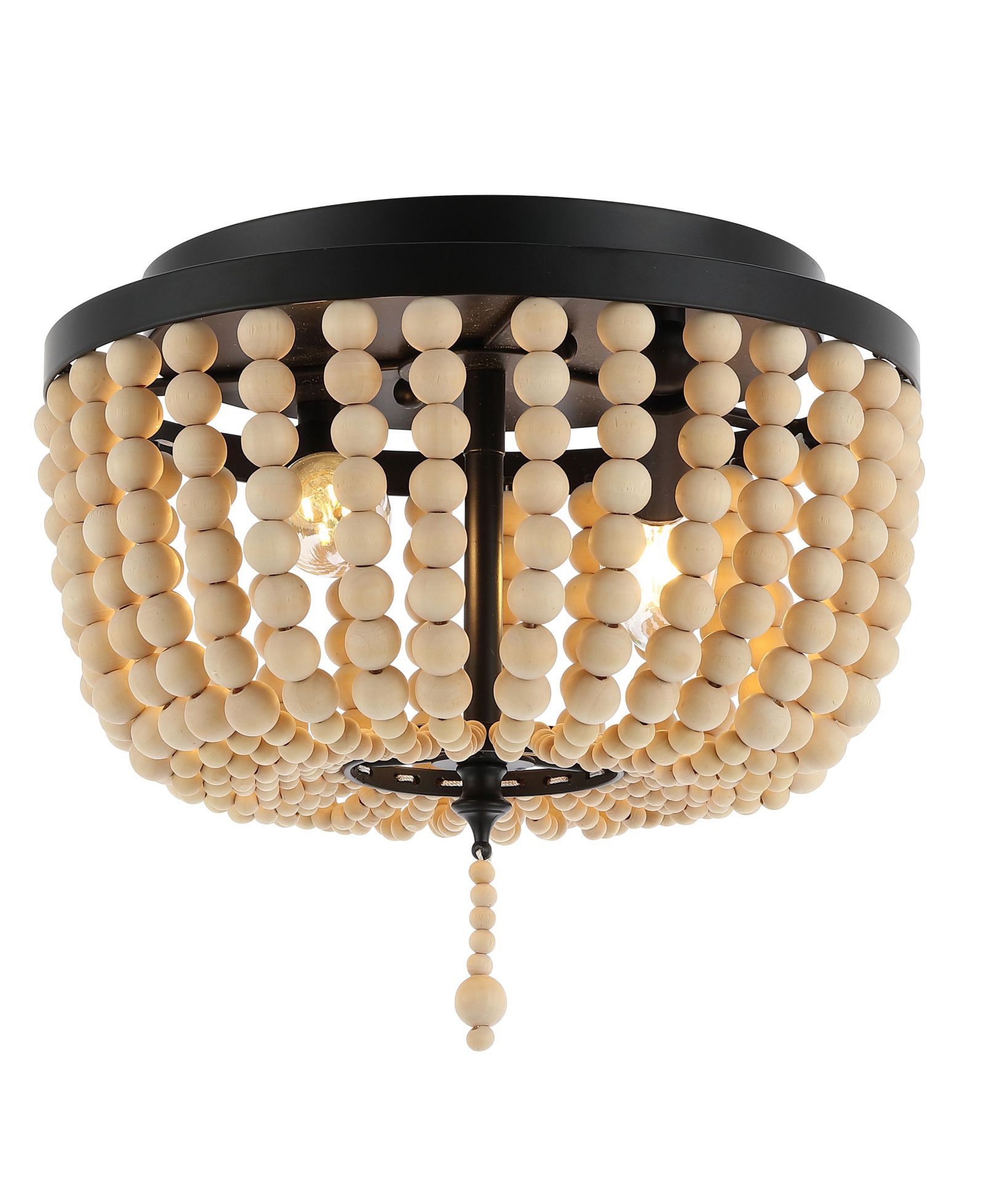 Потолочный светильник Jonathan Y Allison 10" 2-Light Shabby Chic Farmhouse Wood Beaded/Metal LED
