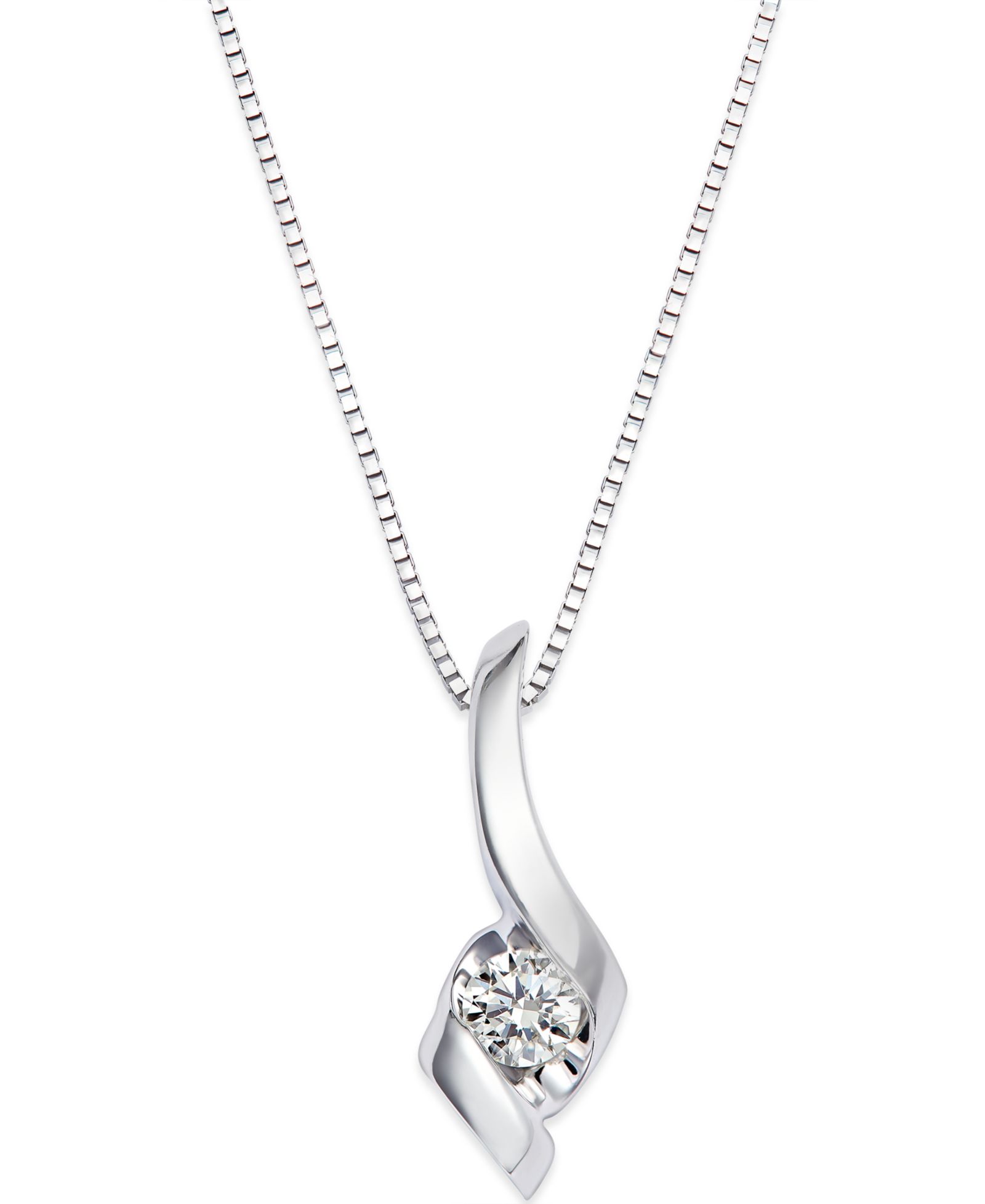 Sirena Diamond Swirl Pendant Necklace in 14k White Gold (1/10 ct. t.w.)