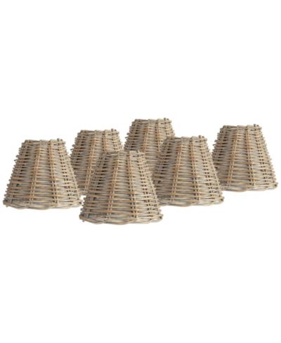 Набор абажуров Springcrest Collection из 6 штук, натуральное плетение из лозы, малый размер 3" верх x 6" низ x 5" высота, крепление Candelabra Clip-On