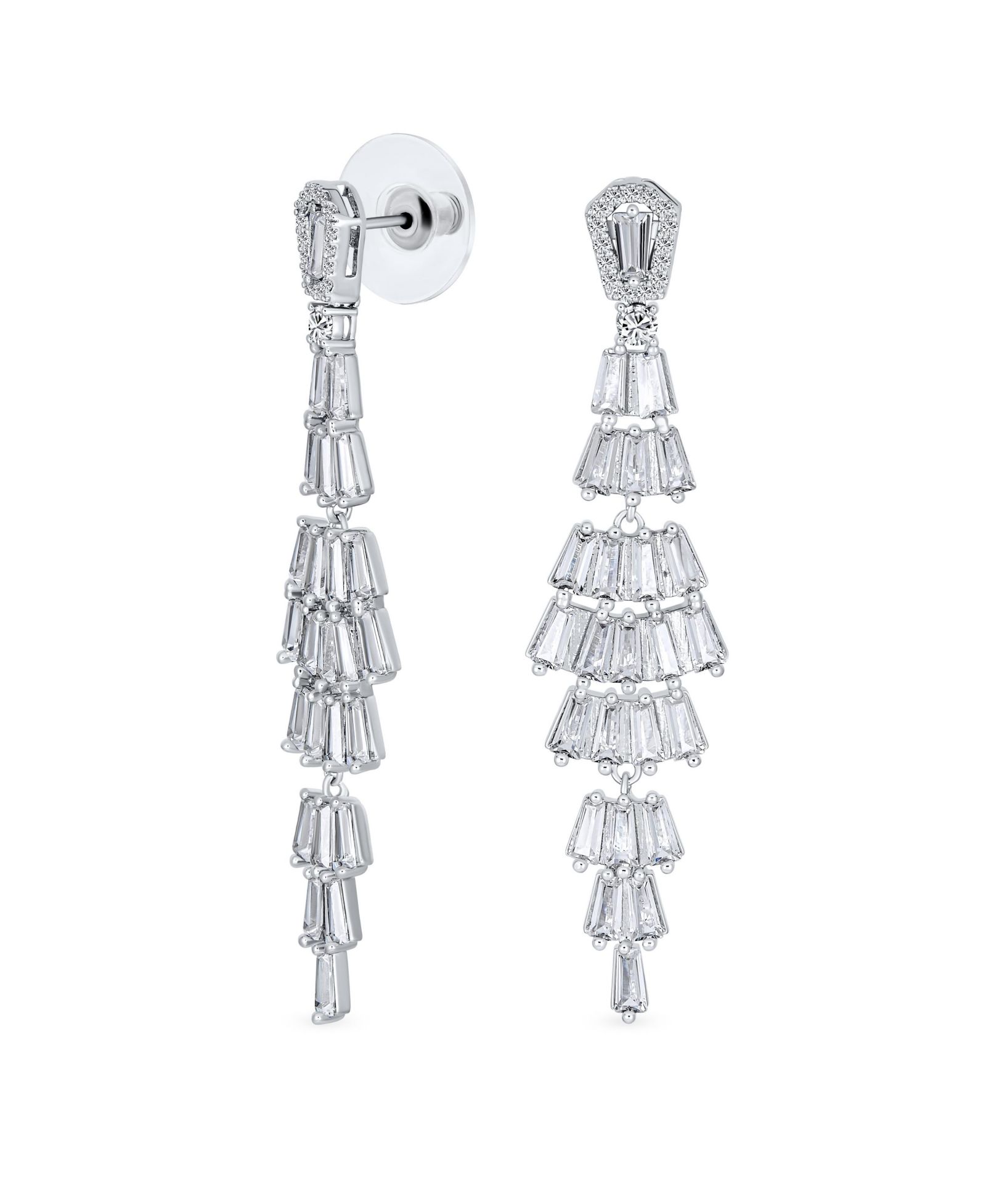 Серьги Bling Jewelry Bridal Traditional Asian Art Deco Style Chandelier с CZ