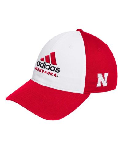Мужская кепка Adidas White/Scarlet Nebraska Huskers Slouch Adjustable