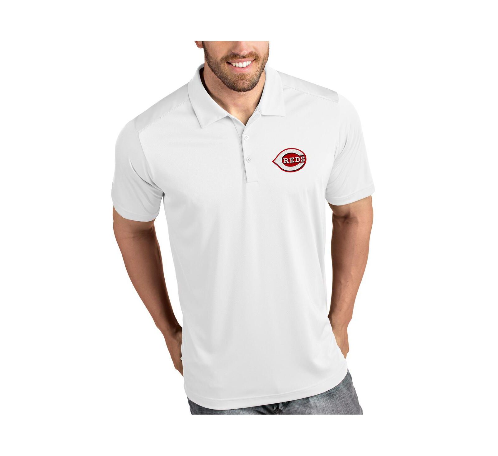 Antigua Men's White Cincinnati Reds Tribute Polo