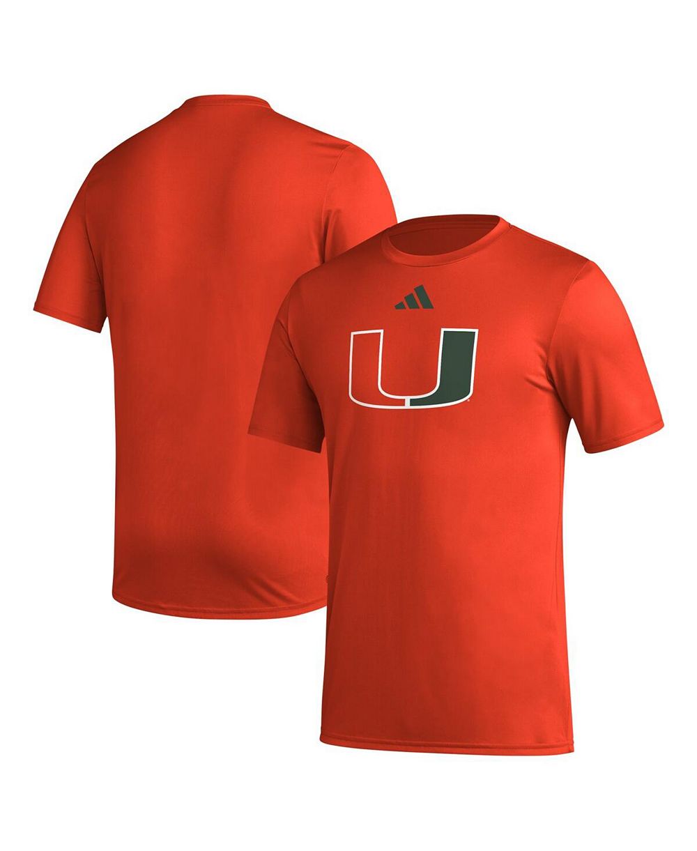 adidas Мужская оранжевая футболка Miami Hurricanes Primary Locker Logo Pre-Game AEROREADY