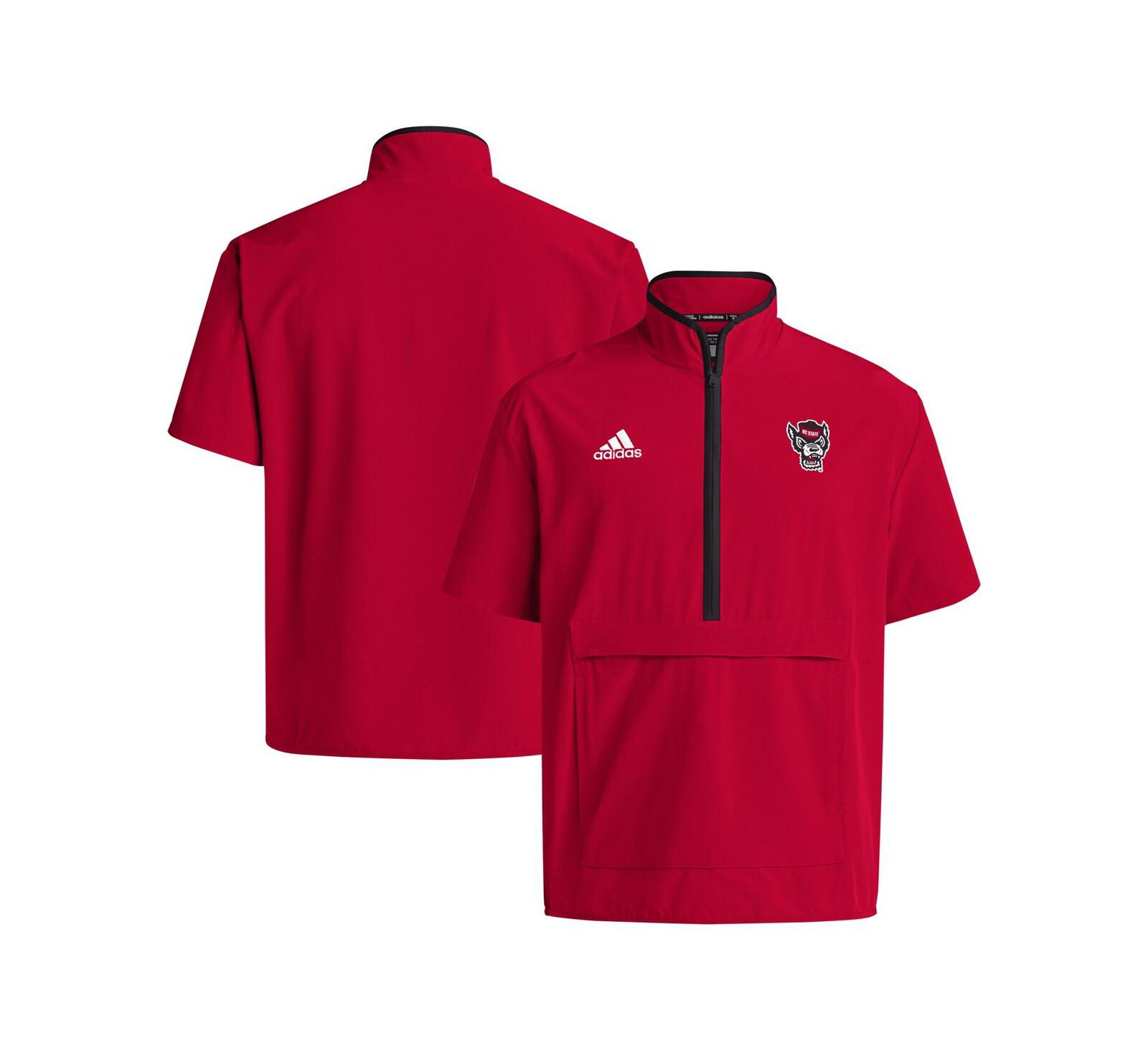 Adidas Men's Red NC State Wolfpack Coaches Sideline Half-Zip Short Sleeve Jacket