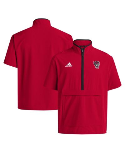 adidas Мужская красная куртка с коротким рукавом и полумолнией NC State Wolfpack Coaches Sideline