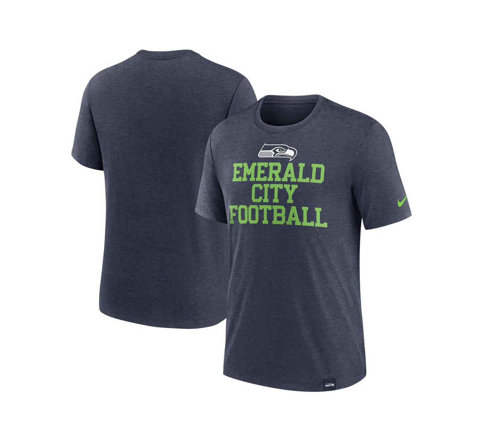 Nike Men's Heather College Navy Seattle Seahawks Blitz Tri-Blend T-Shirt