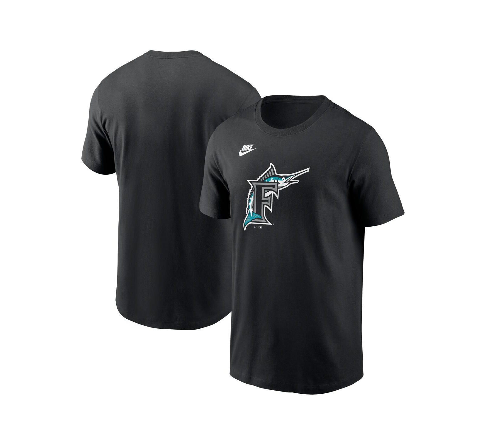 Nike Men's Black Florida Marlins Cooperstown Collection Team Logo T-Shirt