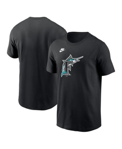 Nike Men's Black Florida Marlins Cooperstown Collection Team Logo T-Shirt