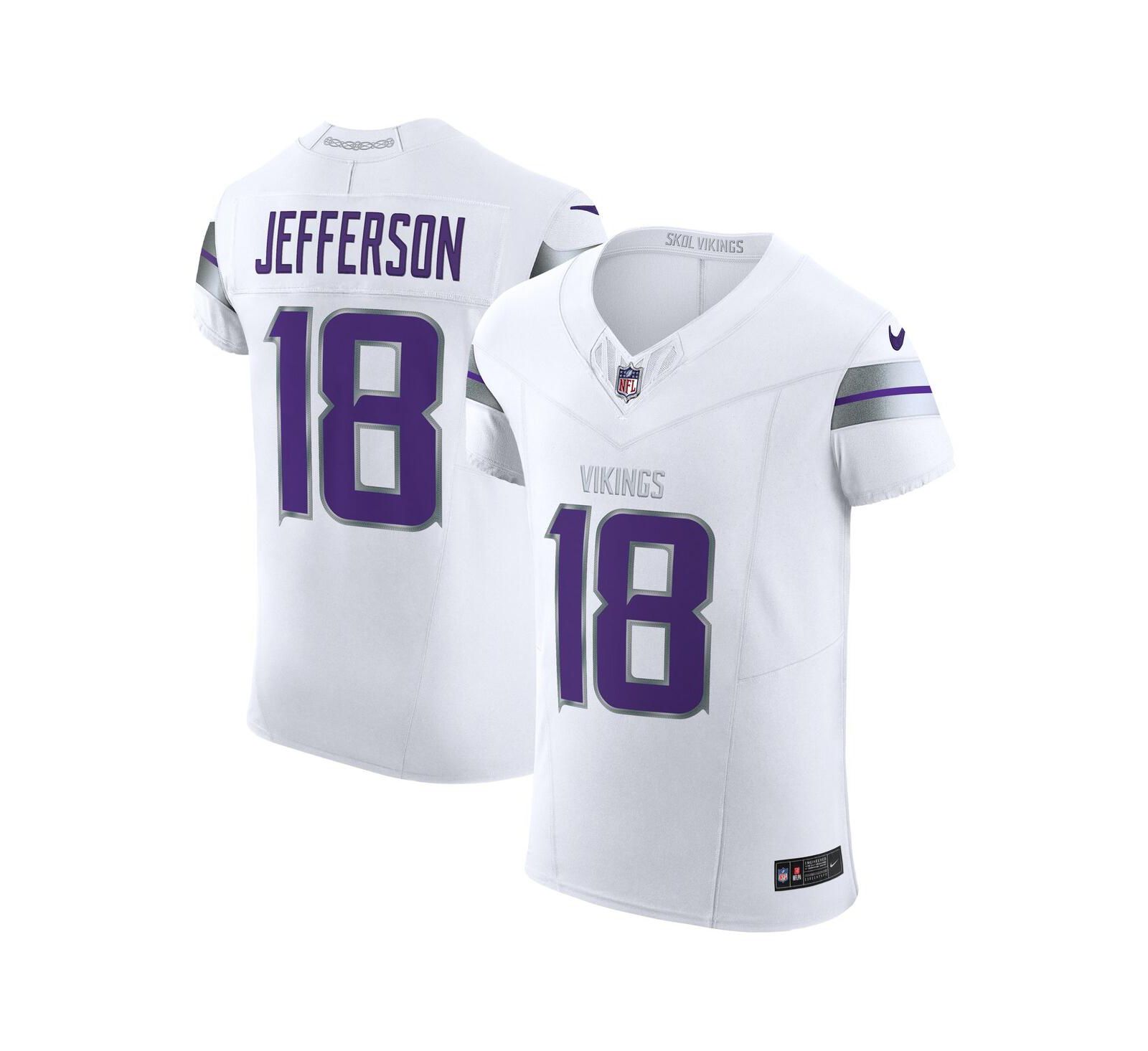 Мужская джерси Nike Justin Jefferson White Minnesota Vikings Alternate Vapor F.U.S.E. Elite Player