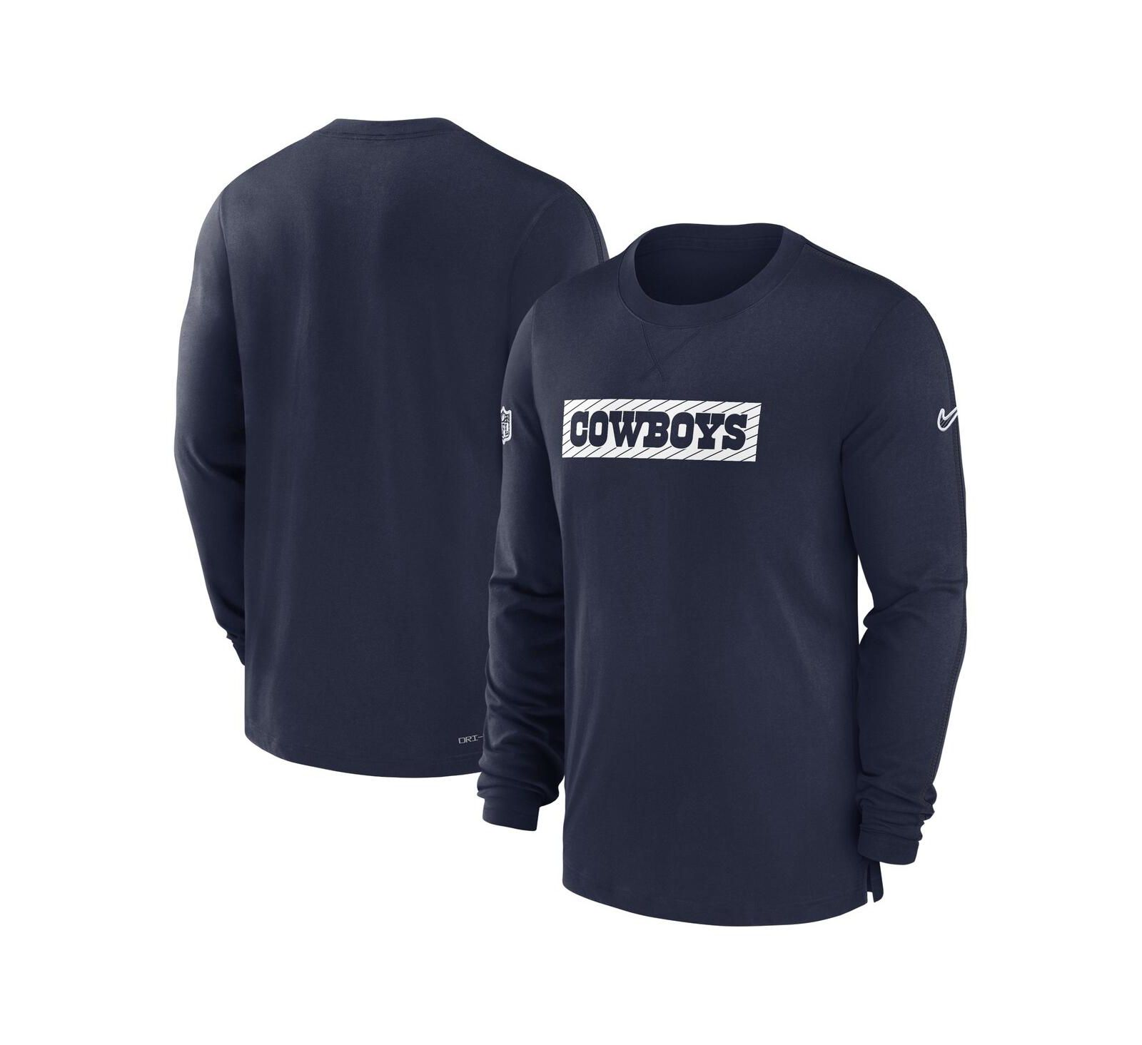 Nike Men's Navy Dallas Cowboys 2024/25 Sideline Player Tri-Blend Performance Long Sleeve T-Shirt
