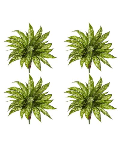 Slickblue Aglaonema Artificial Plant for Low Maintenance Indoor Decor (Set of 4)