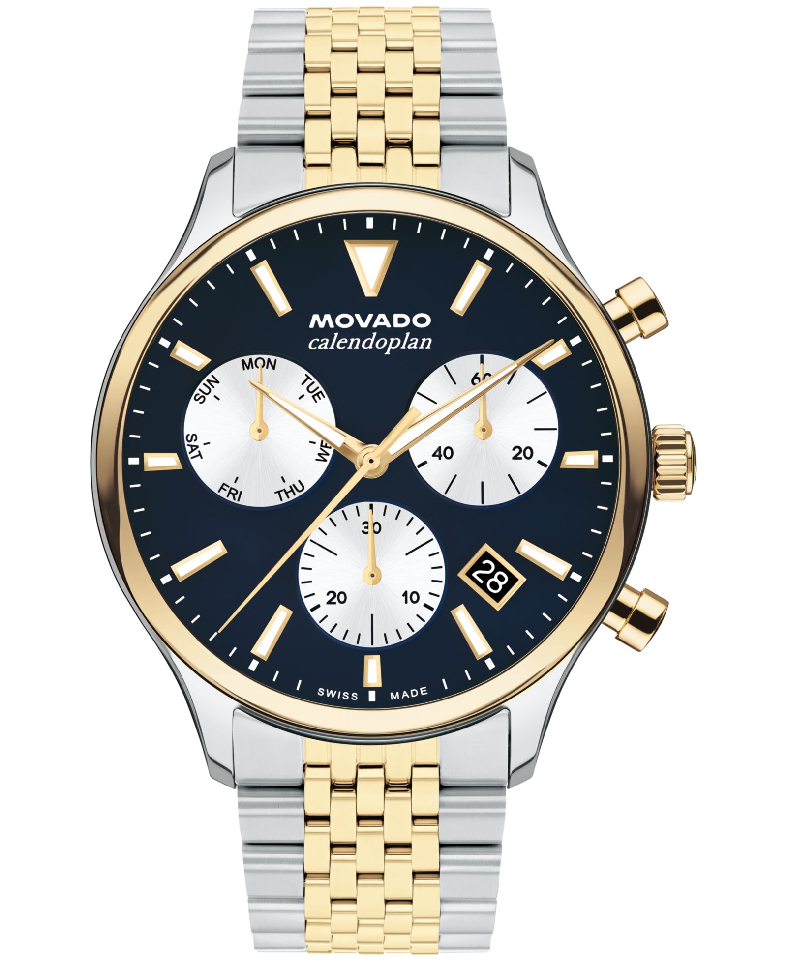 Мужские часы Movado Calendoplan Swiss Quartz Chrono Two-Tone Stainless Steel 43MM