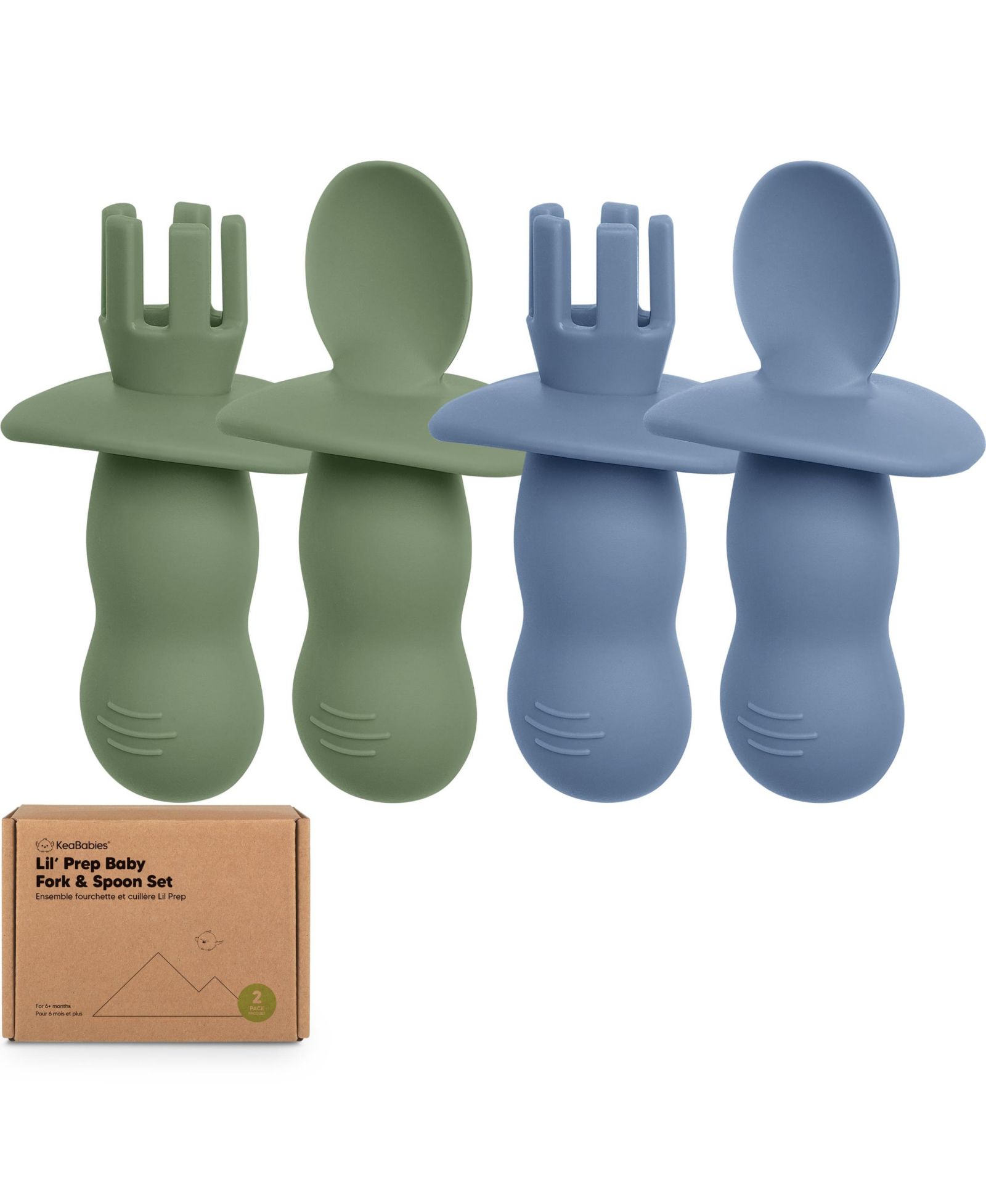 KeaBabies 4-Pack Prep Baby Spoons & Forks Set, Self Feeding Baby Utensils 6-18 Months, Silicone BLW Baby Feeding Set, BPA-Free