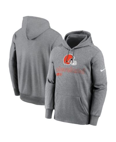 Nike Мужское худи Cleveland Browns Performance с коротким рукавом, серый меланж