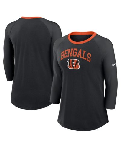 Женская футболка Nike Black Cincinnati Bengals Raglan 3/4 Sleeve