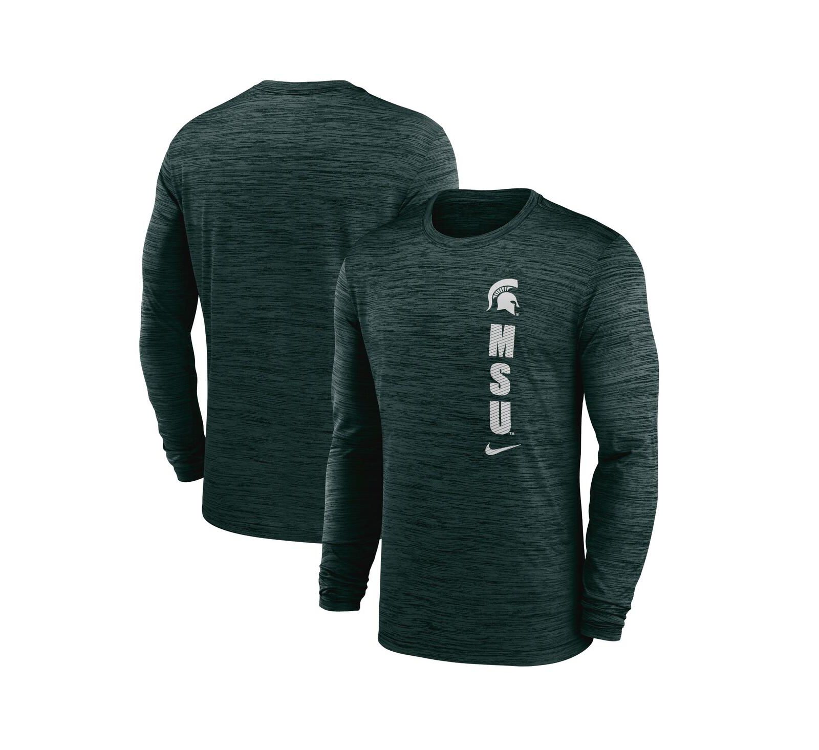 Nike Мужская футболка Nike Michigan State Spartans 2024 Sideline Velocity Performance Long Sleeve