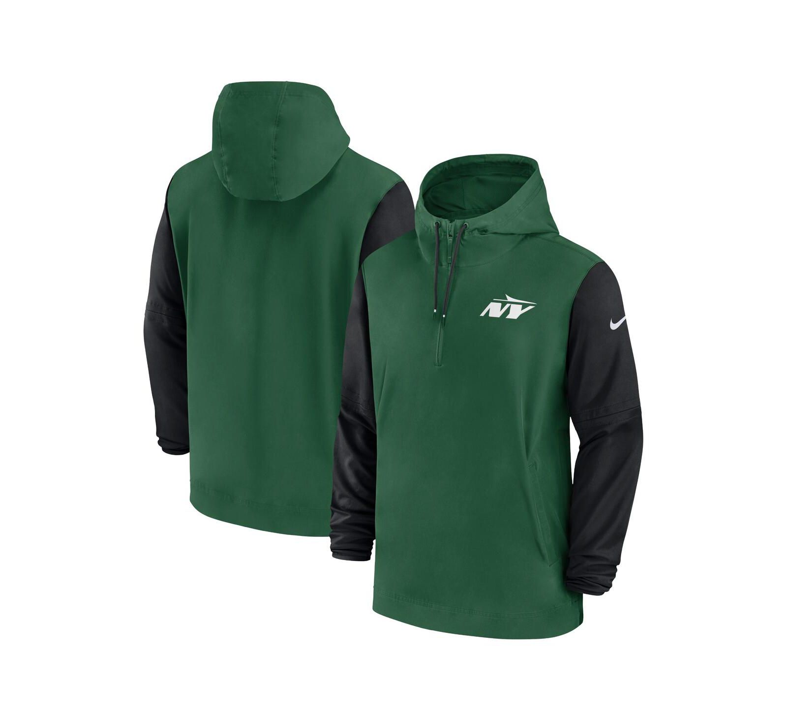 Nike Худи Men's Green/Black New York Jets 2024/25 Sideline Pre-Game Player 1/2-Zip