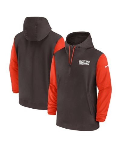 Мужская толстовка Nike Cleveland Browns 2024/25 Sideline Pre-Game Player 1/2-Zip коричневого/оранжевого цвета