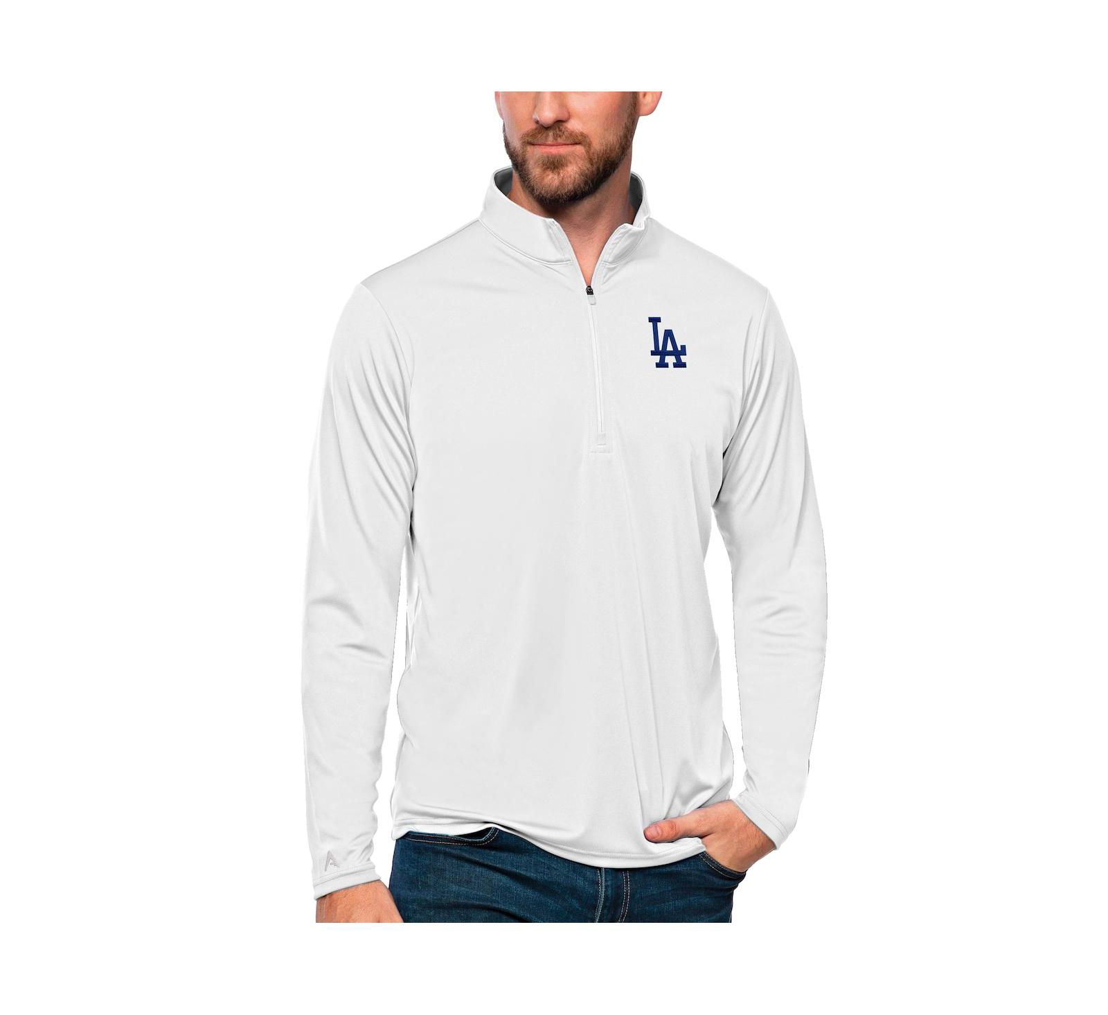 Мужская кофта Antigua White Los Angeles Dodgers Tribute с молнией на четверть