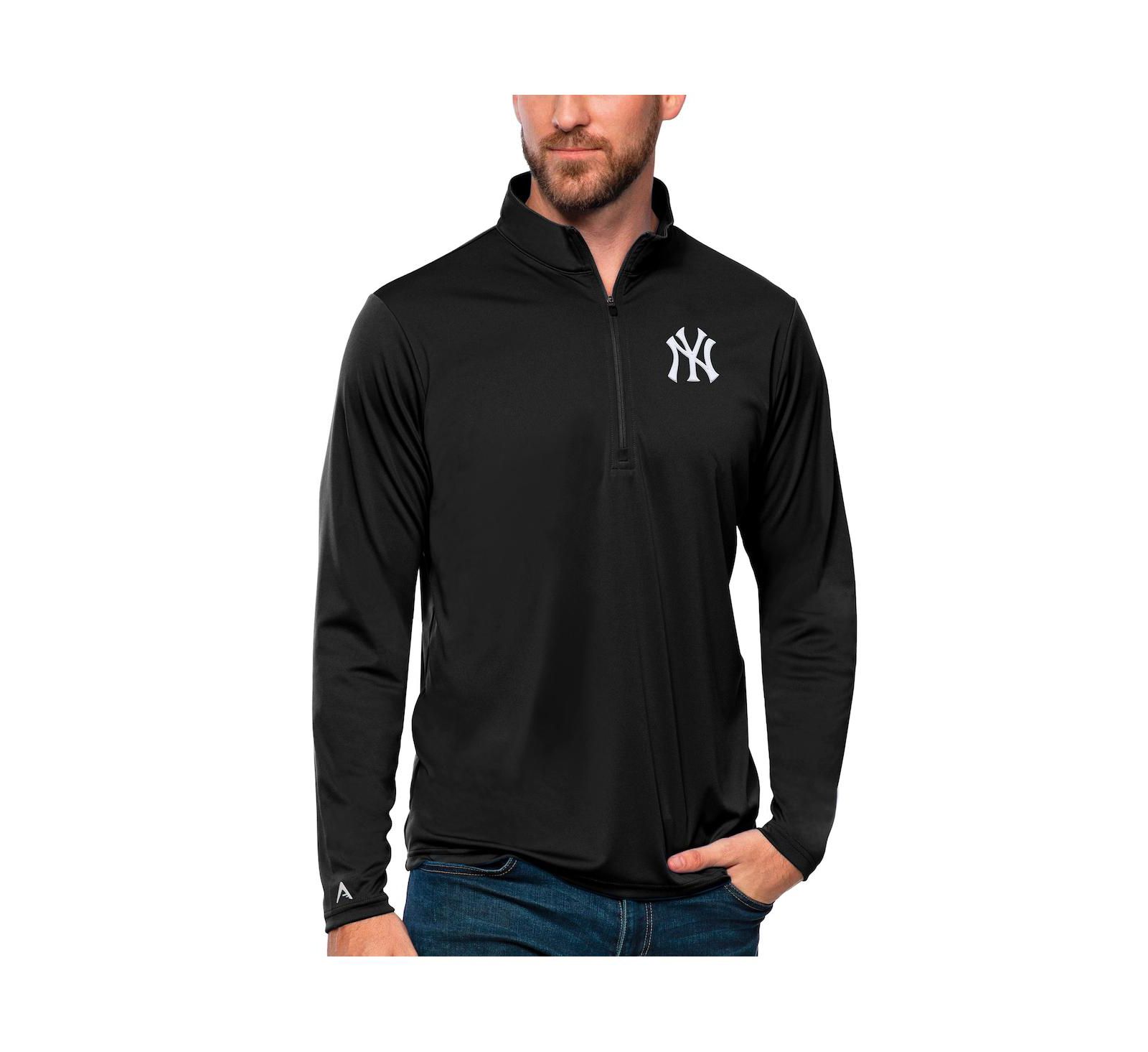 Мужской джемпер Antigua Black New York Yankees Tribute Quarter-Zip Pullover Top