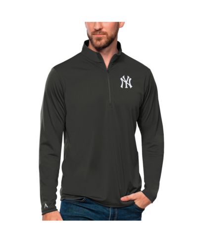 Мужской джемпер Antigua Charcoal New York Yankees Tribute Quarter-Zip Pullover