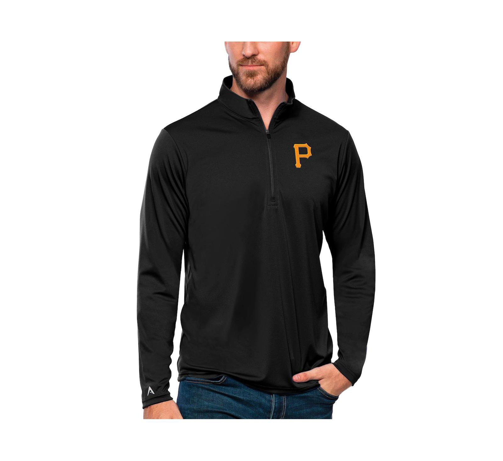 Мужская джерси Antigua Black Pittsburgh Pirates Tribute Quarter-Zip Pullover Top